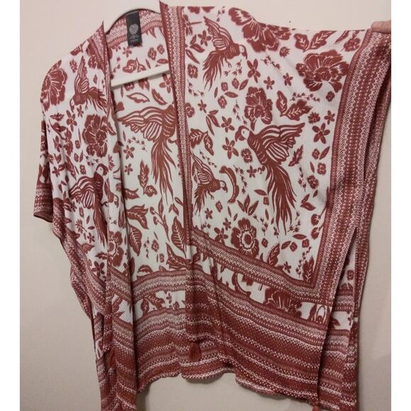 Vince Camuto Lightweight Kimono Wrap Summer Cardigan Beach Coverup Novelty Bird - Picture 3 of 11